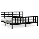 sengeramme med sengegavl 200x200 cm massivt træ sort