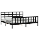 sengeramme med sengegavl 200x200 cm massivt træ sort