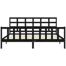 sengeramme med sengegavl 200x200 cm massivt træ sort