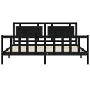 sengeramme med sengegavl 200x200 cm massivt træ sort