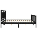 sengeramme med sengegavl 200x200 cm massivt træ sort