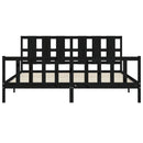sengeramme med sengegavl 200x200 cm massivt træ sort