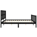 sengeramme med sengegavl 200x200 cm massivt træ sort