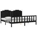 sengeramme med sengegavl 200x200 cm massivt træ sort