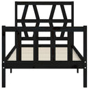 sengeramme med sengegavl Small Single massivt træ sort