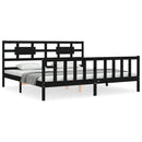 sengeramme med sengegavl 200x200 cm massivt træ sort