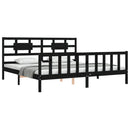sengeramme med sengegavl 200x200 cm massivt træ sort