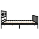 sengeramme med sengegavl 200x200 cm massivt træ sort
