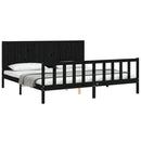 sengeramme med sengegavl 200x200 cm massivt træ sort