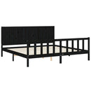 sengeramme med sengegavl 200x200 cm massivt træ sort