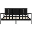 sengeramme med sengegavl 200x200 cm massivt træ sort