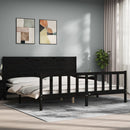 sengeramme med sengegavl 200x200 cm massivt træ sort