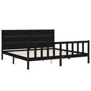 sengeramme med sengegavl 200x200 cm massivt træ sort