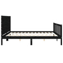 sengeramme med sengegavl 200x200 cm massivt træ sort