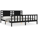 sengeramme med sengegavl 200x200 cm massivt træ sort