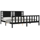sengeramme med sengegavl 200x200 cm massivt træ sort