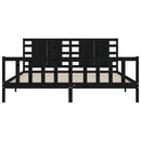 sengeramme med sengegavl 200x200 cm massivt træ sort