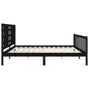 sengeramme med sengegavl 200x200 cm massivt træ sort