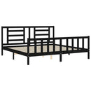 sengeramme med sengegavl 200x200 cm massivt træ sort