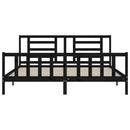 sengeramme med sengegavl 200x200 cm massivt træ sort