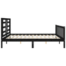 sengeramme med sengegavl 200x200 cm massivt træ sort