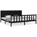 sengeramme med sengegavl 200x200 cm massivt træ sort