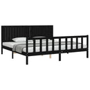 sengeramme med sengegavl 200x200 cm massivt træ sort