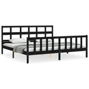sengeramme med sengegavl 200x200 cm massivt træ sort