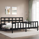 sengeramme med sengegavl 200x200 cm massivt træ sort