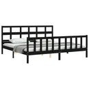 sengeramme med sengegavl 200x200 cm massivt træ sort