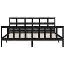sengeramme med sengegavl 200x200 cm massivt træ sort