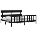 sengeramme med sengegavl 200x200 cm massivt træ sort