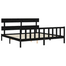 sengeramme med sengegavl 200x200 cm massivt træ sort