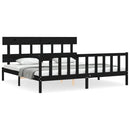 sengeramme med sengegavl 200x200 cm massivt træ sort