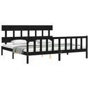 sengeramme med sengegavl 200x200 cm massivt træ sort