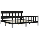 sengeramme med sengegavl 200x200 cm massivt træ sort