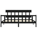 sengeramme med sengegavl 200x200 cm massivt træ sort