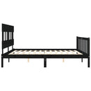 sengeramme med sengegavl 200x200 cm massivt træ sort