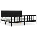 sengeramme med sengegavl 200x200 cm massivt træ sort