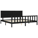 sengeramme med sengegavl 200x200 cm massivt træ sort