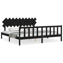 sengeramme med sengegavl 200x200 cm massivt træ sort