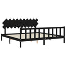 sengeramme med sengegavl 200x200 cm massivt træ sort