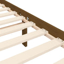sengeramme med sengegavl 200x200 cm massivt træ gyldenbrun