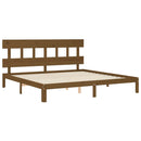 sengeramme med sengegavl 200x200 cm massivt træ gyldenbrun