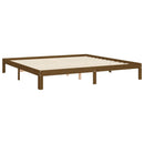 sengeramme med sengegavl 200x200 cm massivt træ gyldenbrun