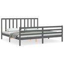 sengeramme med sengegavl 200x200 cm massivt træ grå