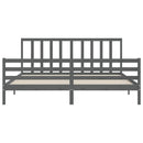 sengeramme med sengegavl 200x200 cm massivt træ grå
