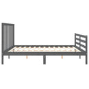 sengeramme med sengegavl 200x200 cm massivt træ grå