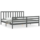 sengeramme med sengegavl 200x200 cm massivt træ grå