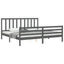 sengeramme med sengegavl 200x200 cm massivt træ grå